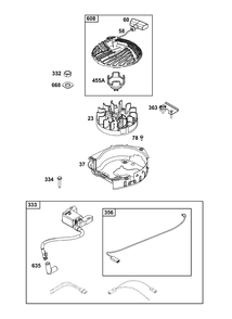 Flywheel, Ignition, And Starter Group Diagram and Parts List for 09P602-0125-H5 020000 - 09Z999 Briggs and Stratton Engine